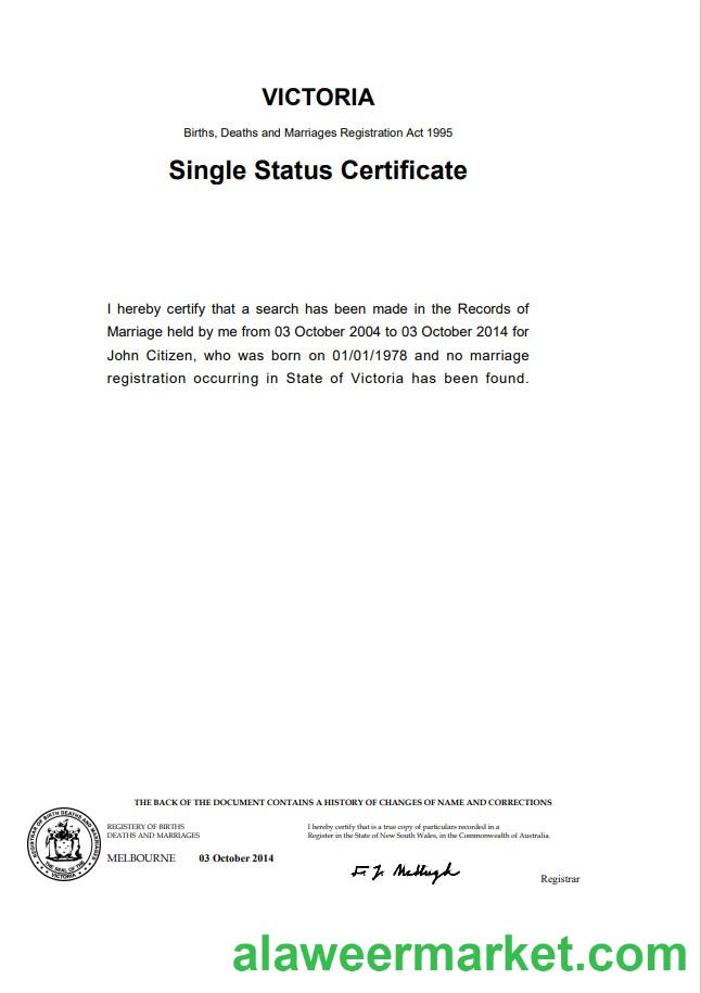 Australia Victoria divorce certificate template in Word